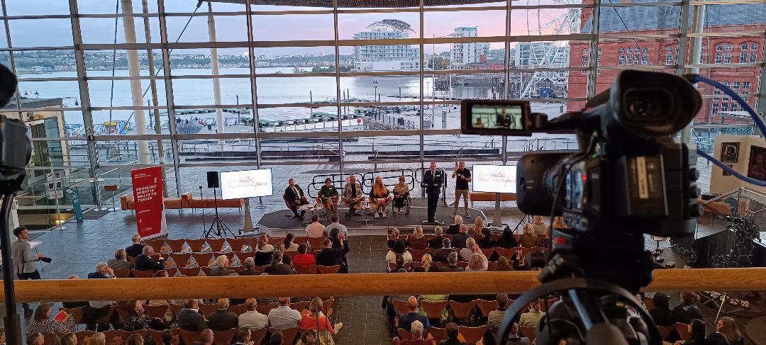 filming talks at The Senedd