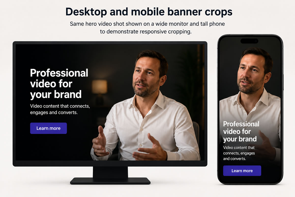 Website banner video cropped for a mobile phone