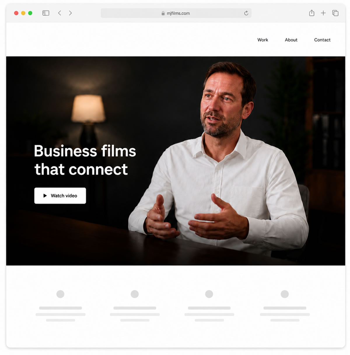 Business website video banner layout
